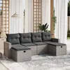 Image de vidaXL Salon de jardin 6 pcs avec coussins gris résine tressée3263546
