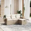 Image de Vidaxl Salon De Jardin Avec Coussins 4 Pcs Beige RÃ©sine TressÃ©e