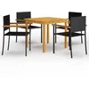 Image de Vidaxl Salon De Jardin 5 Pcs Avec Coussins Noir RÃ©sine TressÃ©e