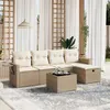 Image de vidaXL Salon de jardin avec coussins 6 pcs beige résine tressée