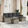 Image de vidaXL Vidaxl Salon De Jardin 6 Pcs Avec Coussins Gris Clair Résine Tressée