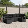 Image de vidaXL Salon de jardin 6 pcs avec coussins noir résine tressée