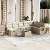 Image de vidaXL Salon de jardin avec coussins 9 pcs beige résine tressée3263904