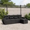 Image de Vidaxl Salon De Jardin 5 Pcs Avec Coussins Noir RÃ©sine TressÃ©e