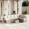 Image de vidaXL Salon de jardin avec coussins 9 pcs beige résine tressée