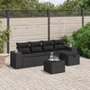 Image de vidaXL Salon de jardin 6 pcs avec coussins noir résine tressée