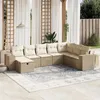 Image de vidaXL Salon de jardin avec coussins 8 pcs beige résine tressée