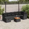 Image de vidaXL Salon de jardin 8 pcs avec coussins noir résine tressée