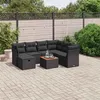 Image de vidaXL Salon de jardin 8 pcs avec coussins noir résine tressée