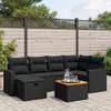 Image de Vidaxl Salon De Jardin 7 Pcs Avec Coussins Noir RÃ©sine TressÃ©e