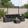 Image de Vidaxl Salon De Jardin 6 Pcs Avec Coussins Noir RÃ©sine TressÃ©e