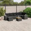 Image de vidaXL Salon de jardin 8 pcs avec coussins noir résine tressée