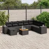 Image de Vidaxl Salon De Jardin 9 Pcs Avec Coussins Noir RÃ©sine TressÃ©e