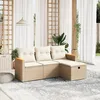 Image de Vidaxl Salon De Jardin Avec Coussins 4 Pcs Beige RÃ©sine TressÃ©e