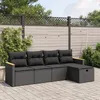 Image de Vidaxl Salon De Jardin 5 Pcs Avec Coussins Noir RÃ©sine TressÃ©e