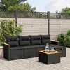 Image de vidaXL Salon de jardin 6 pcs avec coussins noir résine tressée