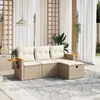 Image de vidaXL Vidaxl Salon De Jardin Avec Coussins 4 Pcs Beige Résine Tressée