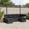 Image de vidaXL Salon de jardin 6 pcs avec coussins noir résine tressée