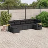 Image de vidaXL Salon de jardin 7 pcs avec coussins noir résine tressée