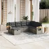 Image de vidaXL Salon de jardin avec coussins 7 pcs gris résine tressée