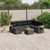 Image de vidaXL Salon de jardin 8 pcs avec coussins noir résine tressée