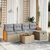 Image de vidaXL Salon de jardin avec coussins 6pcs mélange beige résine tressée