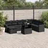 Image de vidaXL Salon de jardin 9 pcs avec coussins noir résine tressée3274865
