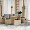 Image de Vidaxl Salon De Jardin Avec Coussins 6 Pcs Beige RÃ©sine TressÃ©e