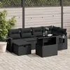 Image de vidaXL Salon de jardin 7 pcs avec coussins noir résine tressée