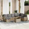 Image de vidaXL Salon de jardin avec coussins 9 pcs beige résine tressée3275189