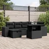 Image de Vidaxl Salon De Jardin 7 Pcs Avec Coussins Noir RÃ©sine TressÃ©e