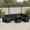 Image de vidaXL Salon de jardin 9 pcs avec coussins noir résine tressée3275345