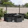 Image de vidaXL Salon de jardin 7 pcs avec coussins noir résine tressée