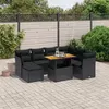 Image de vidaXL Salon de jardin 8 pcs avec coussins noir résine tressée
