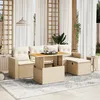 Image de Vidaxl Salon De Jardin Avec Coussins 6 Pcs Beige RÃ©sine TressÃ©e