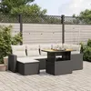Image de vidaXL Salon de jardin 7 pcs avec coussins noir résine tressée