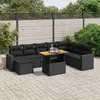 Image de Vidaxl Salon De Jardin 9 Pcs Avec Coussins Noir RÃ©sine TressÃ©e