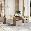 Image de Vidaxl Salon De Jardin Avec Coussins 6 Pcs Beige RÃ©sine TressÃ©e
