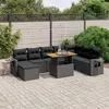 Image de vidaXL Salon de jardin 9 pcs avec coussins noir résine tressée
