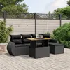 Image de Vidaxl Salon De Jardin 6 Pcs Avec Coussins Noir RÃ©sine TressÃ©e