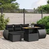 Image de Vidaxl Salon De Jardin 7 Pcs Avec Coussins Noir RÃ©sine TressÃ©e