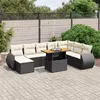 Image de vidaXL Salon de jardin 9 pcs avec coussins noir résine tressée