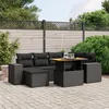 Image de Vidaxl Salon De Jardin 7 Pcs Avec Coussins Noir RÃ©sine TressÃ©e