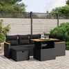 Image de Vidaxl Salon De Jardin 7 Pcs Avec Coussins Noir RÃ©sine TressÃ©e