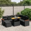 Image de vidaXL Salon de jardin 8 pcs avec coussins noir résine tressée