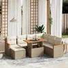 Image de vidaXL Vidaxl Salon De Jardin Avec Coussins 8 Pcs Beige Résine Tressée