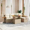 Image de Vidaxl Salon De Jardin Avec Coussins 6 Pcs Beige RÃ©sine TressÃ©e