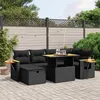 Image de Vidaxl Salon De Jardin 7 Pcs Avec Coussins Noir RÃ©sine TressÃ©e