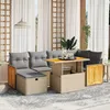 Image de Vidaxl Salon De Jardin Avec Coussins 7 Pcs Beige RÃ©sine TressÃ©e