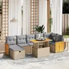 Image de Vidaxl Salon De Jardin Avec Coussins 8 Pcs Beige RÃ©sine TressÃ©e